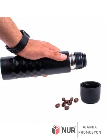 Çelik Termos 500 ML. Kendinden Bardaklı Paslanmaz Çelik Termos 3559